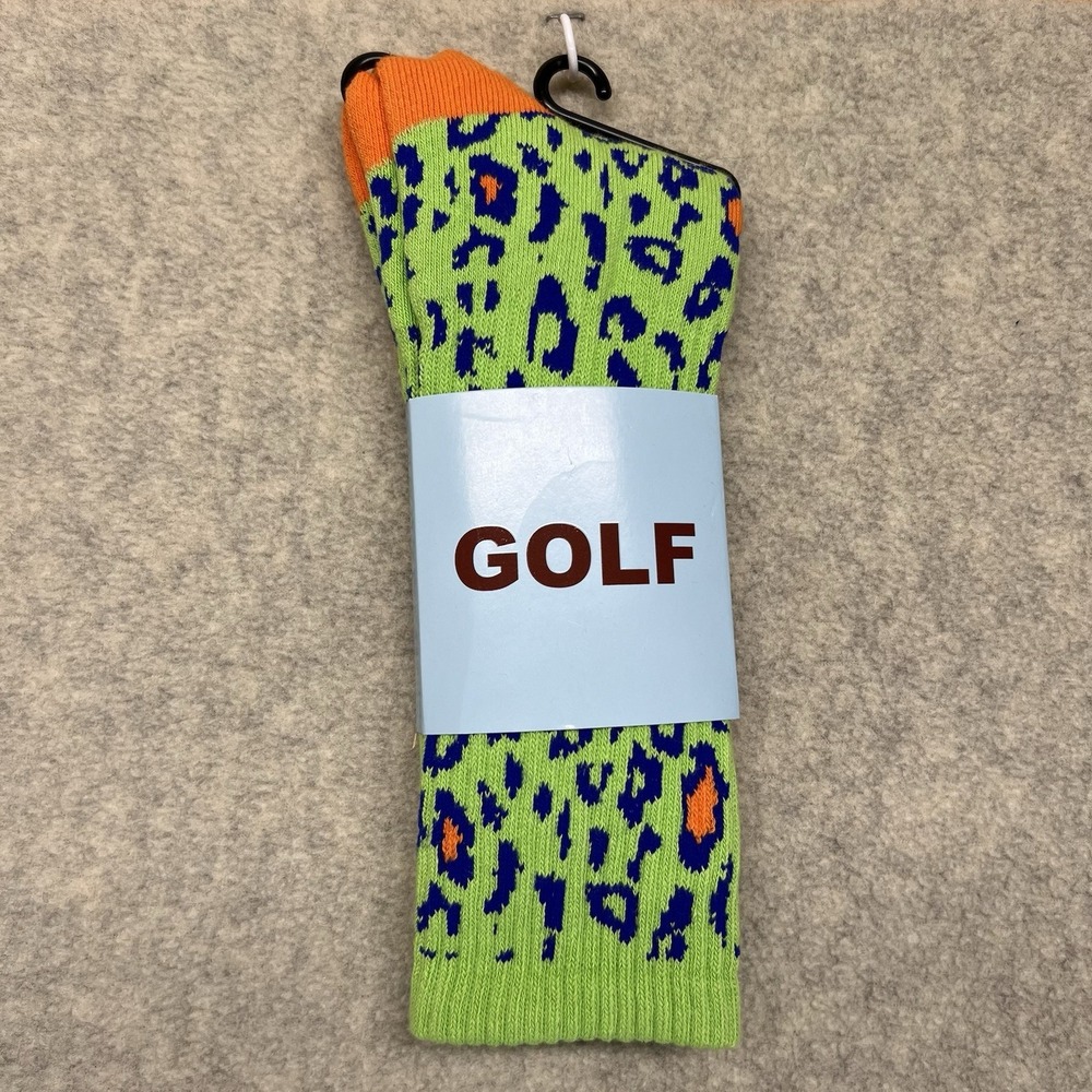 Golf‎ Wang Digi Leopard Crew Socks Green Orange Blue One Size NWT